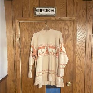 Anthro llama sweater w/poms